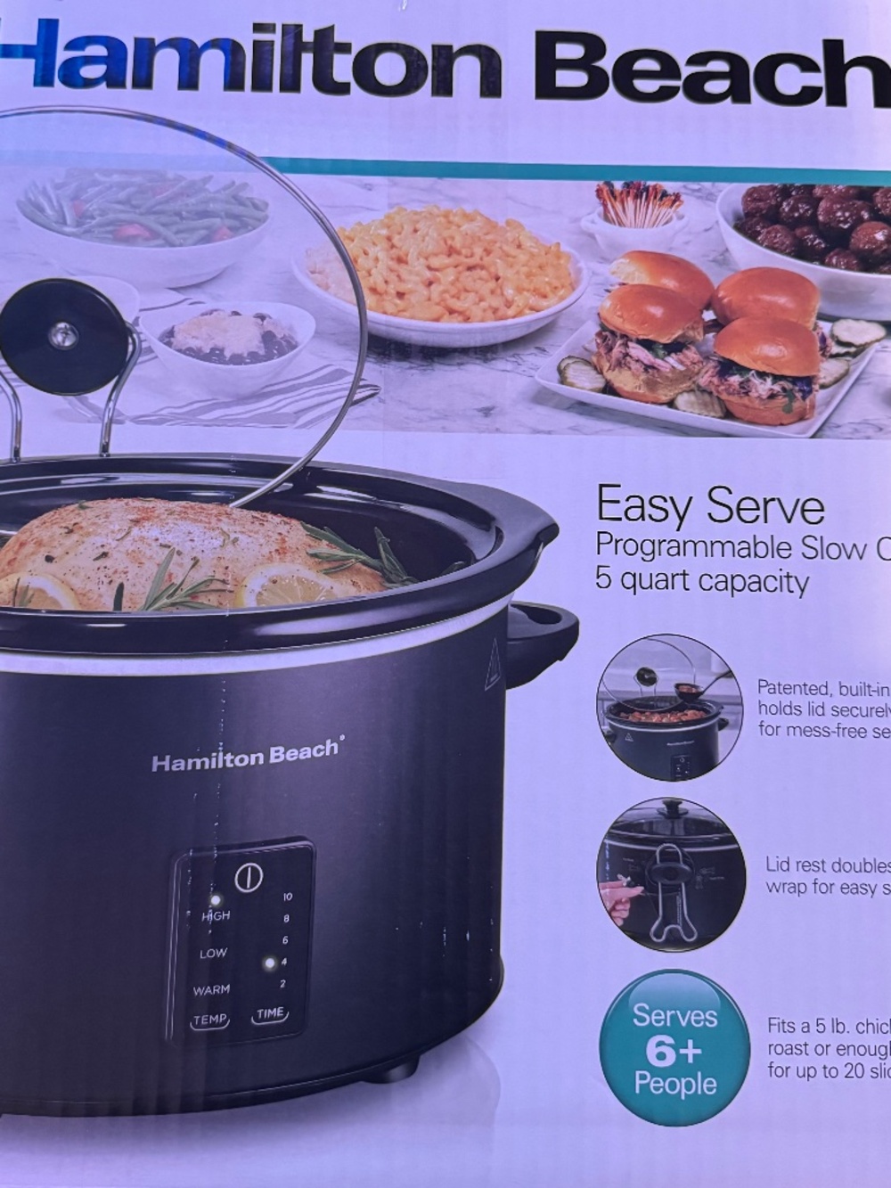 NEW Hamilton Beach Easy Serve 5 Quart Programmable Slow Cooker